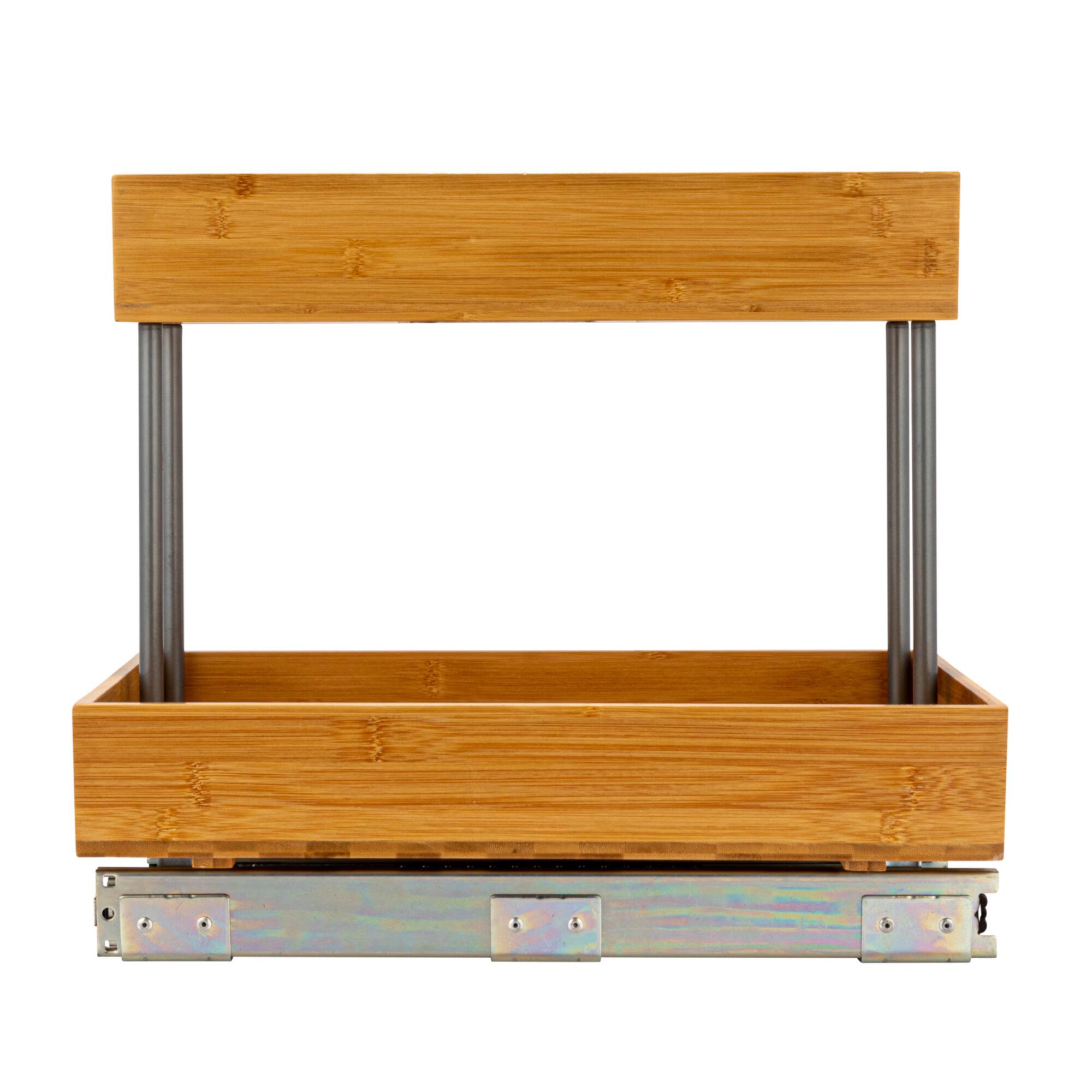 Household Essentials Glidez Steel & Bamboo Slide-Out 2-Tier Storage Organizer